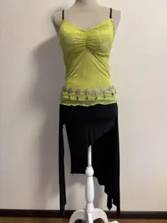 ベリーダンス用レースキャミトップス(パッド付き)(明るいグリーン)