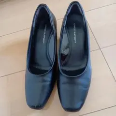 OFFICE SUPPORT ブラックパンプス 中ヒール 合成皮革