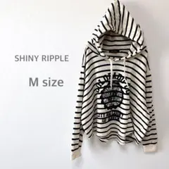 SHINY RIPPLE トップス　長そう　フード付きパーカー　ボーダー　白　M