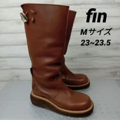 レディース☆フィン レザー ロングブーツ ジョッキーブーツ 美品 天然皮革 人気