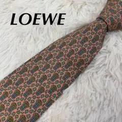 【美品】ネクタイ LOEWE アナグラム ピンク ロゴ ハイブランド 高級