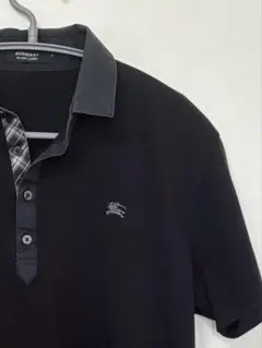 【美品】BURBERRY BLACK LABEL 黒の半袖ポロシャツ メンズ