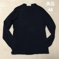 良品　フィリッポデローレンティス　サマーニット　長袖　クレープコットン　ネイビー