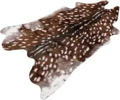 ラグ 絨毯 ニホンジカ柄 毛皮風 フロアマット 110×90cm 洗濯可