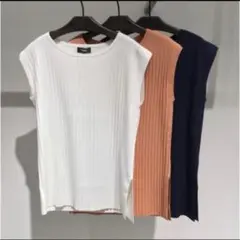 Theory 20ss プリーツノースリーブニット ネイビー　現行タグ