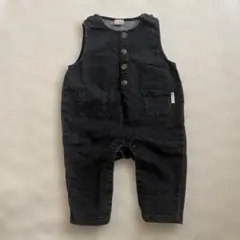 petit main ブラックデニムカバーオール80