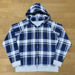 アベイシングエイプ　ジップパーカー　チェック柄　短丈　薄手　フーディー　y2k A BATHING APE アベイシングエイプ チェック ジップ パーカー