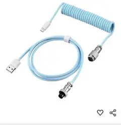 NNBILI 水色 USB Type-C コイル状ケーブル 約1.5m