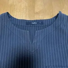 Confirm ストライプ Vネック 半袖シャツ M