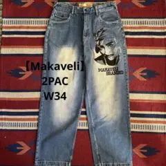 【Makaveli】マキャヴェリ 2PACヴィンテージデニム ワイドバギーW34