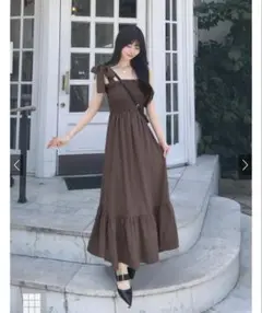 GRL ショルダーリボンティアードワンピース