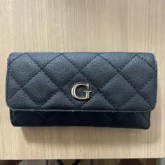 Gロゴ キルティング ブラック三つ折り財布