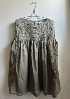 【ユニクロ】ノースリーブ刺繍チュニック オリーブグリーン Mサイズ UNIQLO