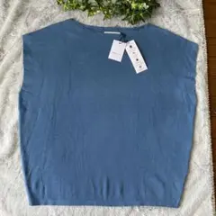 【新品・未使用タグ付】【OPAQUE.CLIP】ノースリーブニット★スカイブルー