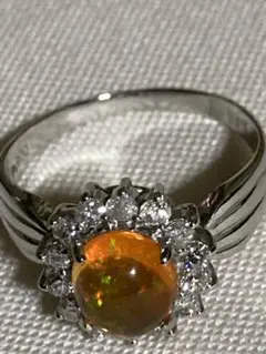 pt900ファイヤーオパールダイヤリング