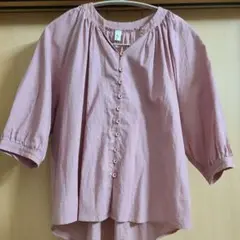 綿麻混　ピンクシャツ