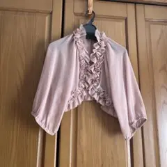 美品♩ ⑧Rose tiaraフリル付きピンクショートボレロ　カーディガン