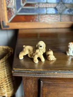 陶器 犬 親子 フィギュリン 置物 レトロ インテリア