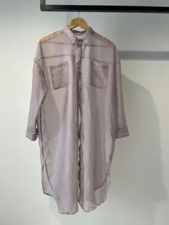 薄紫 シースルーシャツ 長袖