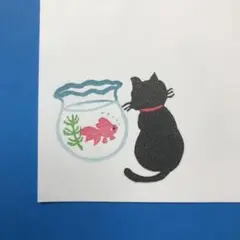 消しゴムはんこ＊夏 金魚とお話猫ちゃん（はんこ4個）＊ No.291