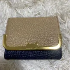 ツモリチサト三つ折り財布 ベージュ ネイビー