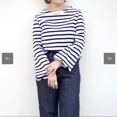 ペールジュート　オリジナルボーダーカットソー　ツバメ刺繍　長袖　ネイビー