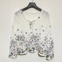 美品/me ISSEY MIYAKE/蝶々♡花柄/トップス/F/WHITE