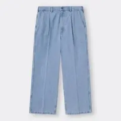 GU デニムバギースラックス BLUE L ユニセックスデザイン