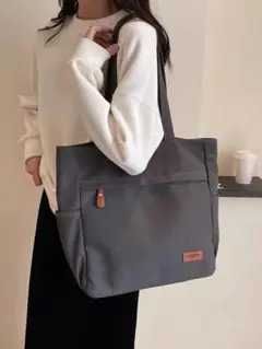 トートバッグ　チャコールグレー　男女兼用　キャンバス　通勤　通学　A4
