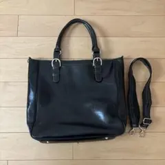 ハマノ　バッグ　HAMANO ブラック　ショルダー紐つき