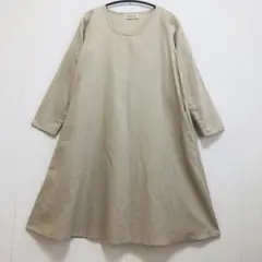 NATURAL SENSE リネン70% 長袖 シンプルワンピース　大人かわいい