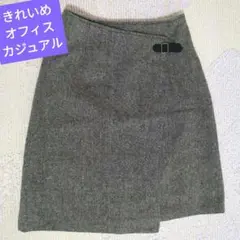 【きれいめオフィスカジュアル】　レディース　ひざ丈スカート　Mサイズ　グレー