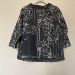 和柄　ブラウス　グレー花柄　M 春秋