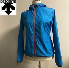 DESCENTE デサント★ダブルジップ パーカー 裏地メッシュ ブルー O