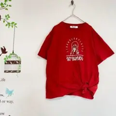 エムズエキサイト/ 裾結び プリントTシャツ 女の子 レッド 赤 M