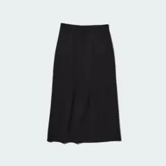 ユニクロ　ストレッチダブルフェイススリットスカート　ブラック　Mサイズ