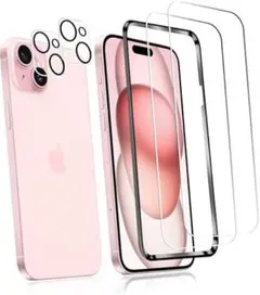 ラスト1点‼️iPhone15 保護フィルム カメラフィルム ガイド枠付 4枚入