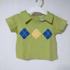 babygap 60サイズ アーガイル襟付きカットソー グリーン
