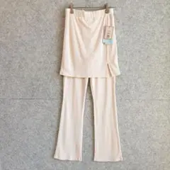 タグ付き新品【アクアイスト】 スカート付き リブ イージーパンツ (L)しまむら
