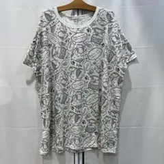 新品　ビッグシルエット　オーバーサイズ　猫と魚のイラストTシャツ M〜L
