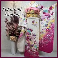 振袖 振り袖 成人式 フルセット 桜 牡丹 蝶 流水 リボン 白 ピンク 正絹