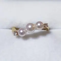 ミキモト ダイヤモンド×ベビーパール リング K18YG 1.9g