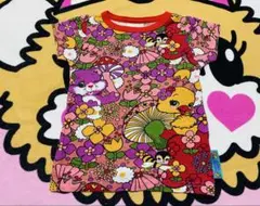 グラグラ 総柄Tシャツ ピンク 90 JAMチェリッチュクレゴ アース パンダ