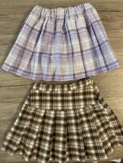 チェック柄スカート2 点セット 130cm