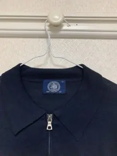 ネイビー ジッパー付きポロシャツ 半袖