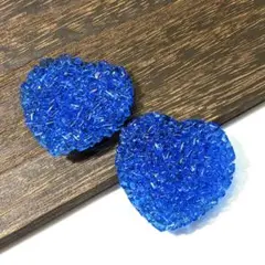 ヴィンテージ　イヤリング　ポップ　ブルーハート　大ぶり