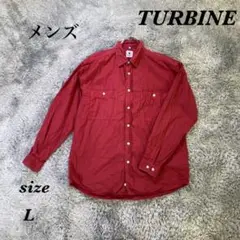 TURBINE タービン (L) 長袖カラーシャツ 無地 カジュアル メンズ