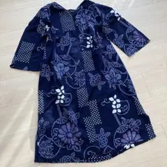〈きれいな絞り！〉有松絞り ワンピース 藍色 日本製