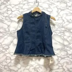✨新品タグ付き✨デニムフリルトップス ノースリーブ 綿100%
