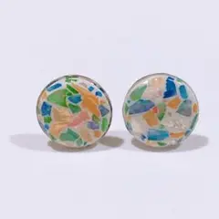 414 シェル ラスタークレイ イヤリング ・.。*・.。*